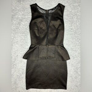 Guess Dress Womens Medium Peplum Ruffle Sleeveless Mesh Cut Outs Party Night Out